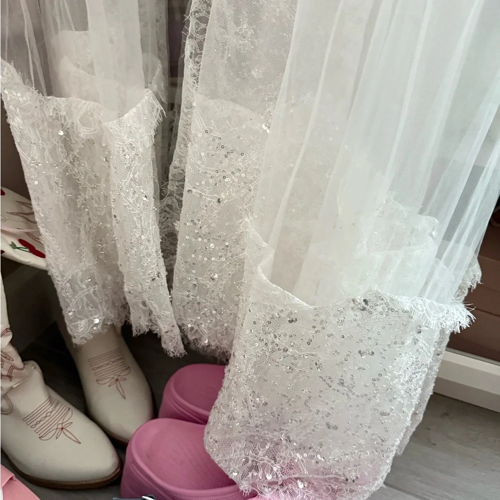 For Love And Lemons White Beaded Bridal Veil